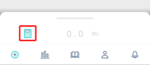At the bottom of the input screen in the Beetis app, the calculator icon is highlighted