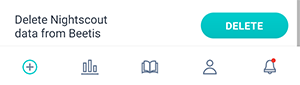 Nightscout settings screen of the Beetis application. Button for deleting historical data.
